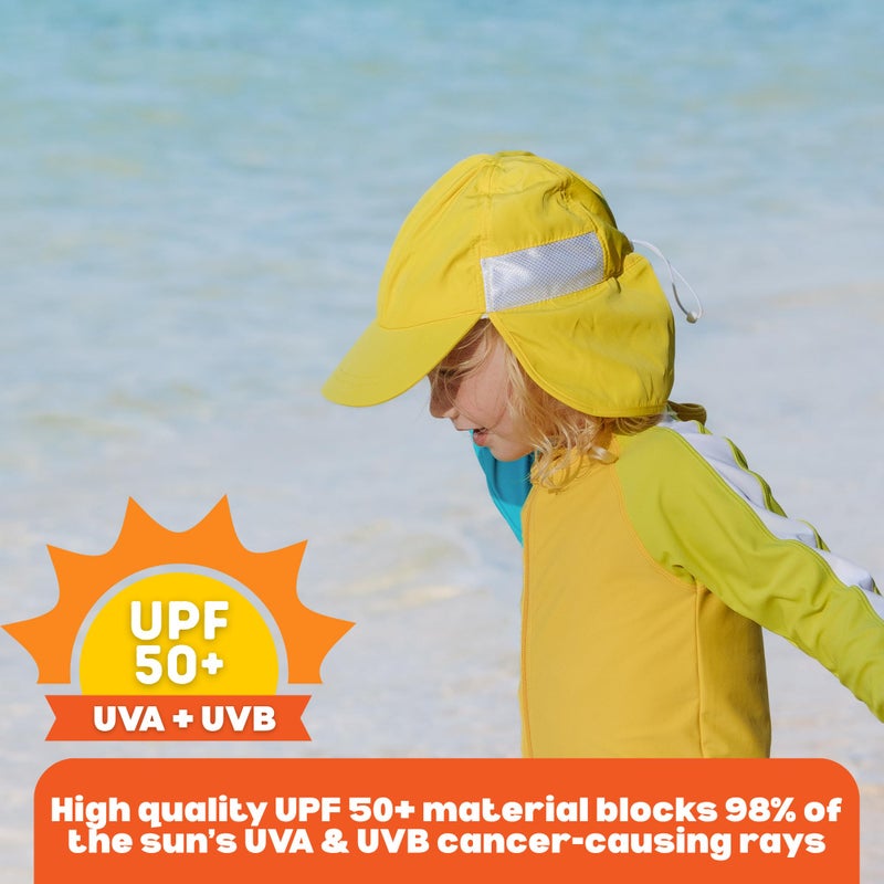 SwimZip Sun Hat with Neck Flap | UPF 50+ Protection for Baby, Toddler, and Kids Yellow - Image 3